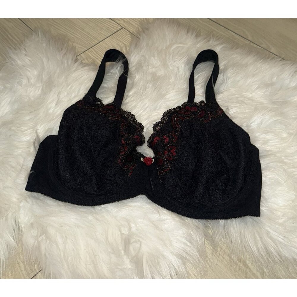 Vintage Curvation 5304565 Unlined Lace Trim Bra Underwire Womens 38D Black